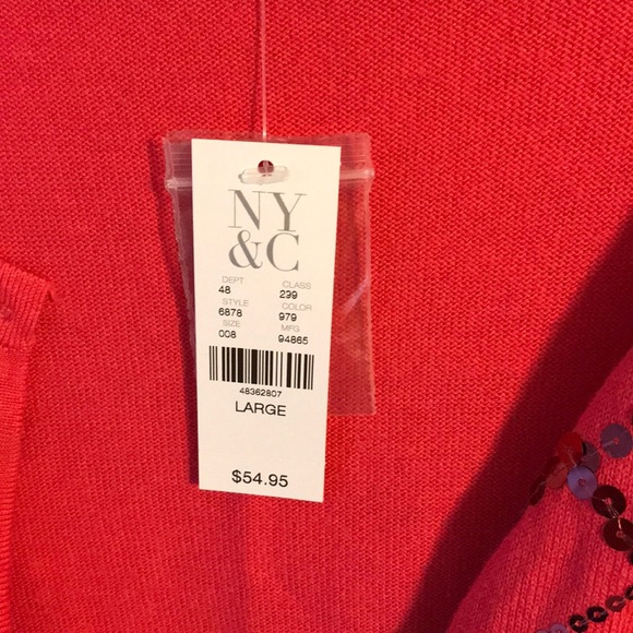 Coral cardigan with sequins - Picture 3 of 4